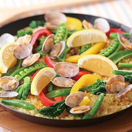 たっぷり春野菜とあさりのパエリア