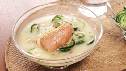 もち麦と明太子の冷汁