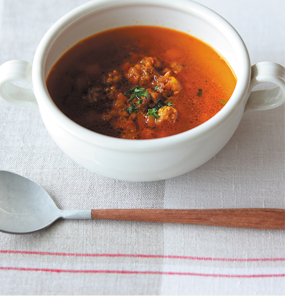 ひき肉のトマトカレースープ玉