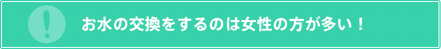 お水の交換をするのは女性の方が多い！