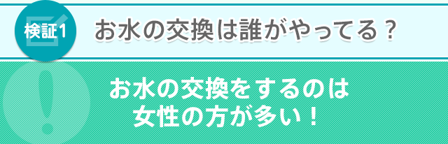 お水の交換は誰がやってる？ お水の交換をするのは女性の方が多い！