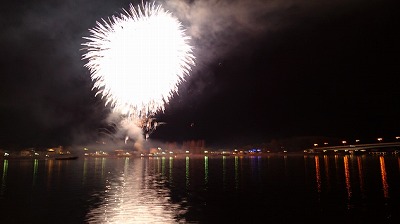 河口湖冬花火の写真