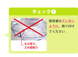 チェック1　固定盤はズレないように、取り付けてください。