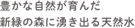 豊かな自然が育んだ新緑の森に湧き出る天然水