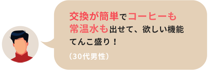 コーヒーメーカーの置き場所も取らなくて済むので、スッキリ！（20代男性）