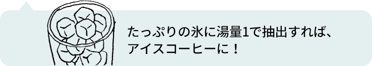たっぷりの氷に湯量1で抽出すれば、アイスコーヒーに！